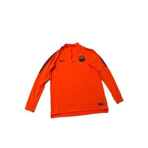 Nike Barcelona 2017-18 Orange Strike Drill Quarter Zip Training Top Size L
